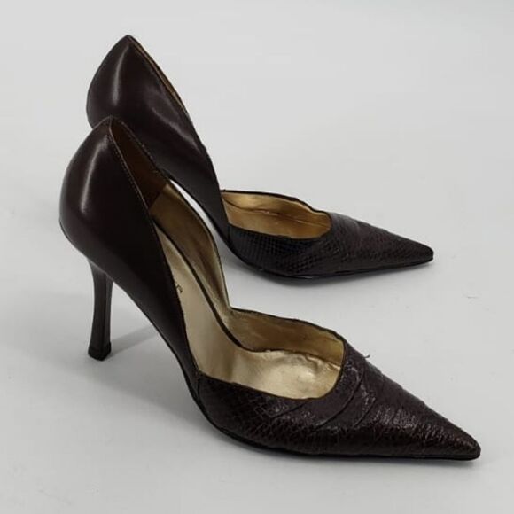 MARC FISHER women's 6 brown D'orsay pointy toe heels - Picture 5 of 10
